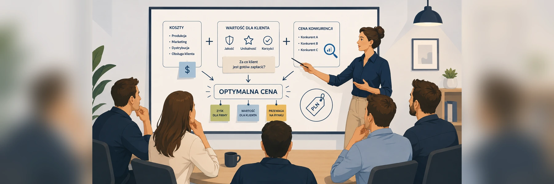 Product Manager analizujący koszty, wartość dla klienta i ceny konkurencji